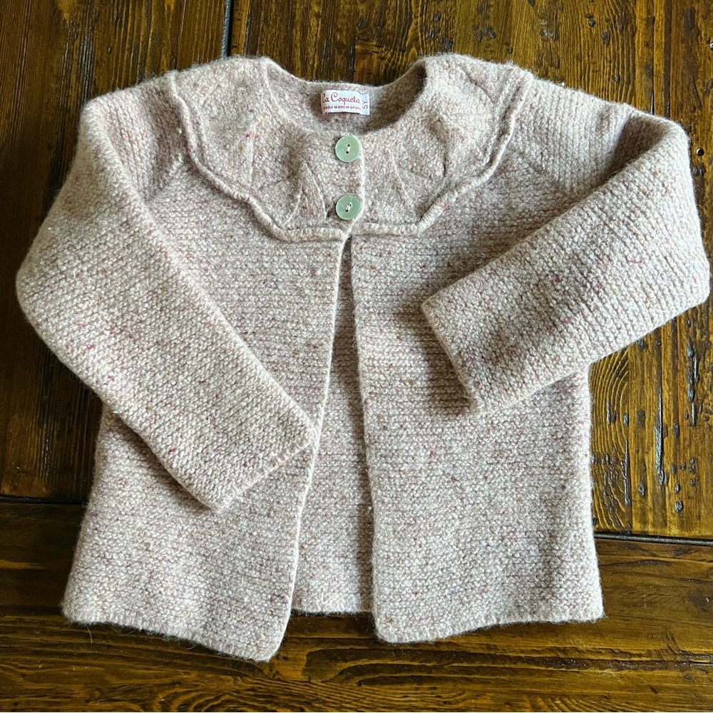 La Coqueta 5T Girl’s Pink Wool Cardigan